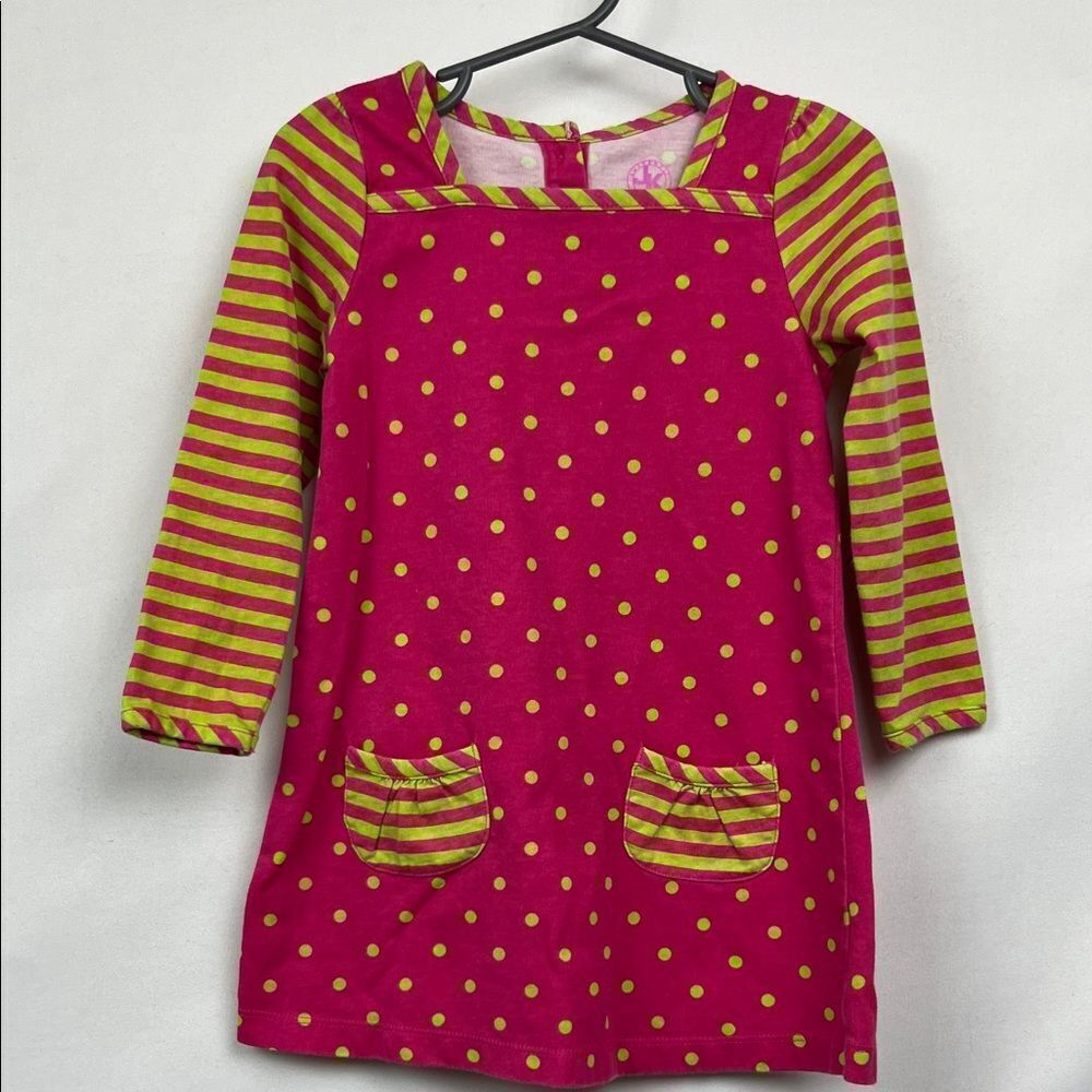J. khaki Baby Pink and green knit long sleeve polka dot stripe dress size 24 m